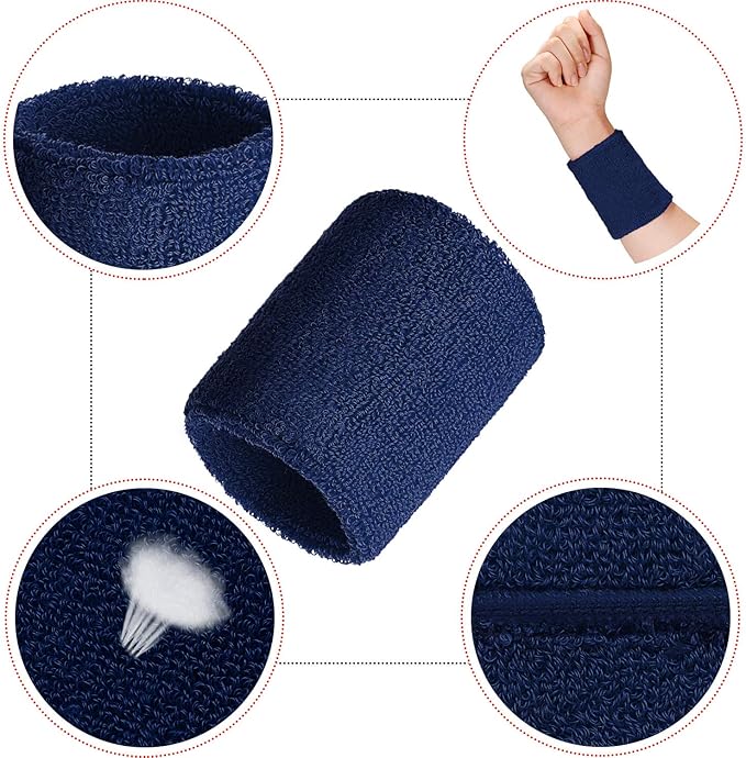 12 Pack Sweatbands Sports Wristband Cotton Sweat Band for Men and Women, Good for Tennis, Basketball, Running, Gym, Working Out