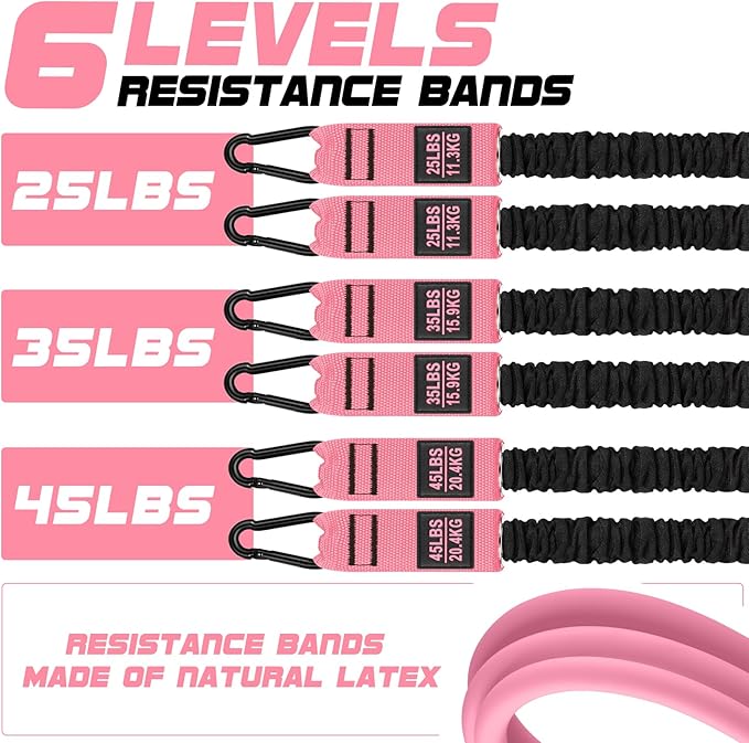 Pilates Bar Kit with Resistance Bands for Working Out, 210lbs Heavy Resistance Bands with Handles, Pilates Equipment with Resistance Band Bar for Men Women, at Home Gym Full Body Workout Equipment