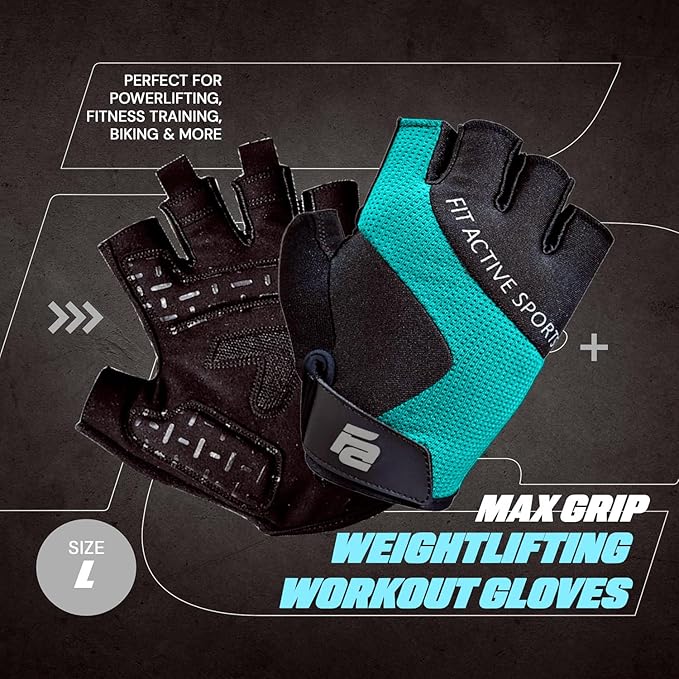 Fit Active Sports Max Grip Weight Lifting Workout Gloves for Gym Lifting, Biking, Fitness Training | Lightweight, Breathable, Non Slip | Men and Women