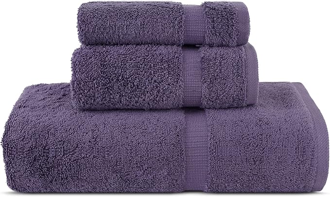 Chakir Turkish Linens | Hotel & Spa Quality 100% Cotton Premium Turkish Towels | Soft & Absorbent (Personalized 3-Piece Towel Set, Plum)