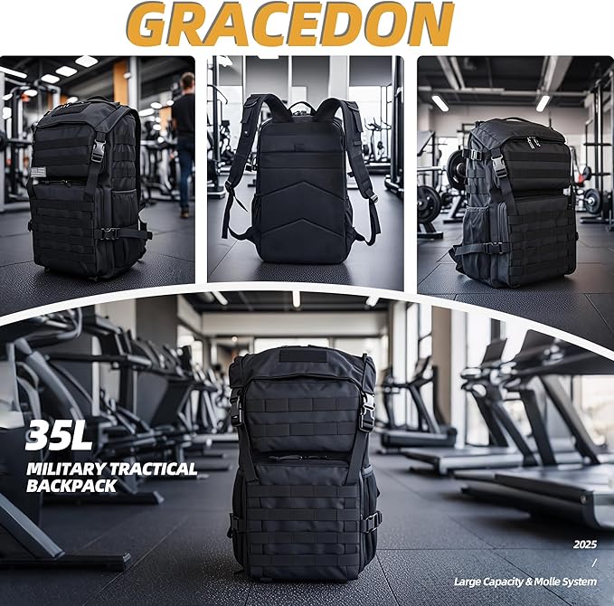gracedon Military Tactical Backpack 40L for Camping Travel Hunting Hiking Bug Out Bag Molle Rucksack for Men