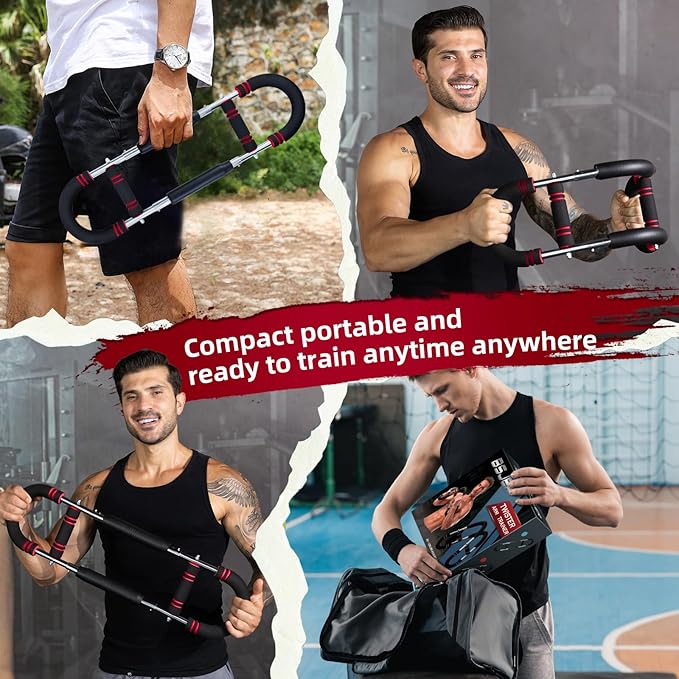 Twister Arm Trainer,30-120lb Adjustable,Chest Trainer for Men & Women with 4 Springs & Train Poster,Arm Trainer for Chest Clip Muscle & Arm Strength