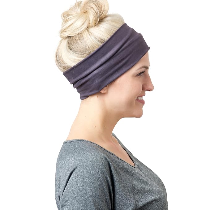 RiptGear Stretch Sport Headband for Women (Solid Gray) — Made of Non-Slip Sweat Wicking Fabric — Great for Yoga, Running or The Gym — Soft Headband That Fits Most Head Sizes — (1-Pack)