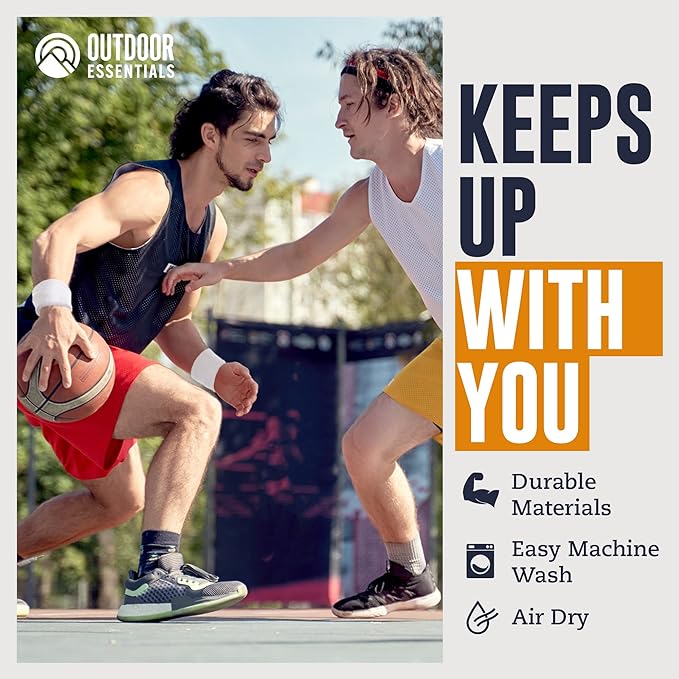 OutdoorEssentials Sweatbands & Wristbands - Wrist Sweat Bands Headbands for Men & Women - Multipack Terry Cloth Headbands or Wrist Bands for Working Out, Tennis, Basketball, Football, Gymnastics