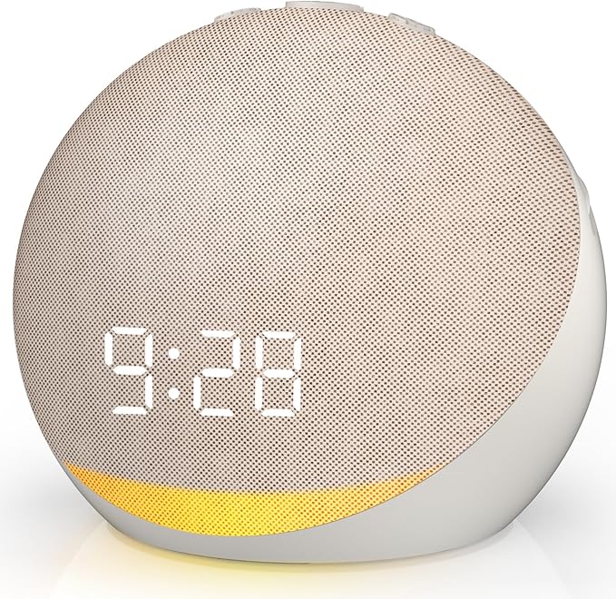 Sound Machine Alarm Clock for Bedroom: 25 Natural Sleep Sounds - White Noise Machine for Adults Kids Baby - Gentle Wake Up Alarm with Bluetooth Speaker - Putty