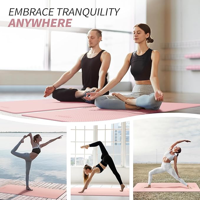 CAMBIVO Yoga Mat for Women Men Kids, 1/3 & 1/4 & 2/5 Inch Extra Thick Yoga Mat Non Slip, 72" x 24" TPE Yoga Mats, Workout Mat with Carrying Strap for Yoga, Pilates and Floor Exercises