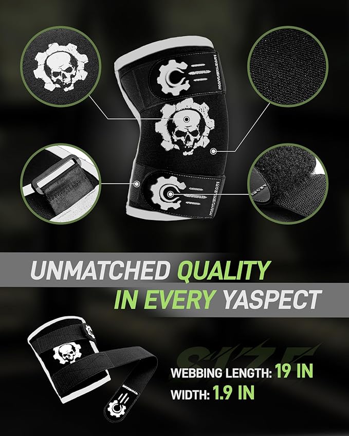 MANUEKLEAR 5mm Neoprene Weight Lifting Elbow Sleeves for Men (1 Pair), Elbow Sleeves Weightlifting Men with 2 Adjustable Compression Straps for Bench and Powerlifting & Weightlifting