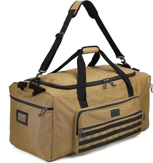 125L Extra Large Gym Duffle Bag for Men Women with Shoes Compartment Heavy Duty Tactical Sports Duffel Bag Big Football Baseball Basketball Soccer Hockey Team Equipment Bag, Brown