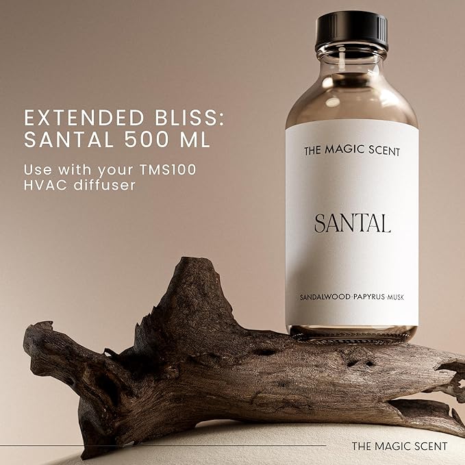 Santal Diffuser Oil - Fragrance Oil Scent - Cold-Air & Ultrasonic Santal Essential Oil - Aroma Diffuser Oils Scents for Home - Sandalwood, Musk & Cardamom - 16.9 fl oz, 500 mL