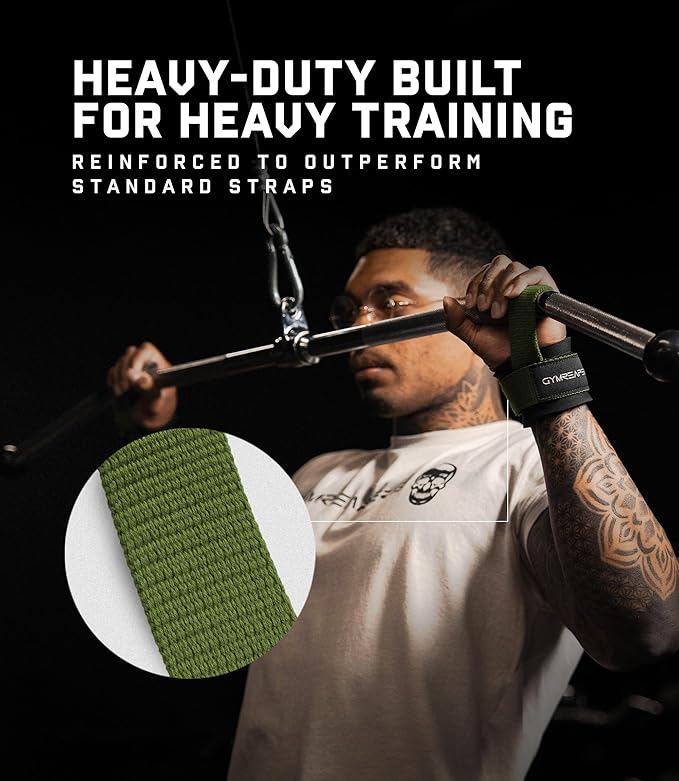 Gymreapers Weight Lifting Straps With Dowel - Wrist Straps for Weightlifting - Workout Deadlift Wrist Weights - Reinforced Stitching & Padded Fit Gym Accessories for Strength & Gym Hand Grip
