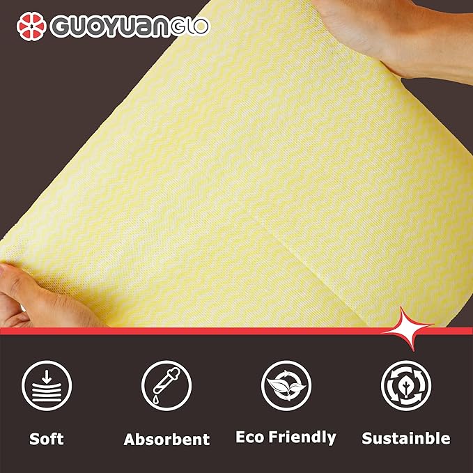 Disposable Cleaning Cloths Reusable Dsih Cloths for Kitchen Disposable Dish Rag Dry Fast 11.8x11.8 inch Pack of 100, Yellow