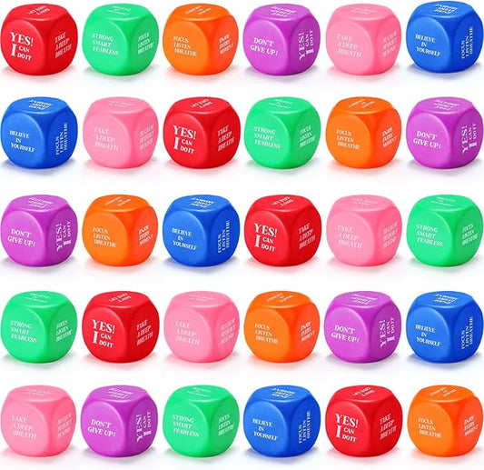 Jerify 30 Pcs Motivational Stress Ball Bulk Quote Inspirational Foam Cubes Balls Stress Relief Employee Appreciation Gift for Coworkers Kids Adult Motivating Encouraging (Multi Colors)