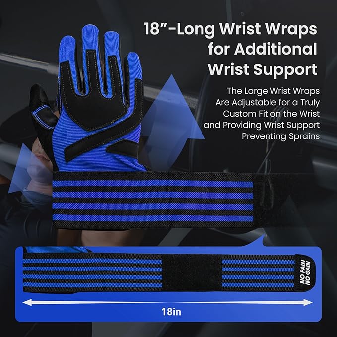 FINGER TEN Weightlifting Workout Gloves Full Half Finger with Wrist Strap Support, Padded Grip for Weight Lifting Gym Fitness Exercise Training Men Male