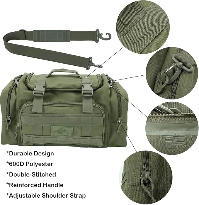 Duffel Bag – Heavy Duty Tactical Gym Bag for Men, Splashwater-Proof Weekender Travel Bag for Basketball, Football, Soccer, Hiking, and Hunting (Dark Green)