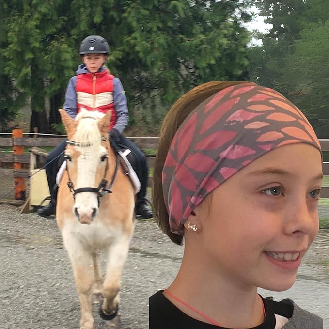 Equestrian Headbands Designed to Wick Moisture and Protect Hair Under Helmets, for Horseback Riding, Biking, and Securing Ear Buds