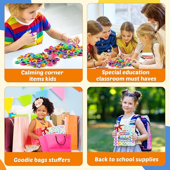 Fidget Toys Party Favors for Kids: 50 Pack Spinner Rings Bulk - Treasure Box Stress Toys for Teacher Classroom Prizes - Fun Goodie Bags Stuffers for Birthday Party Gifts Boys Girls