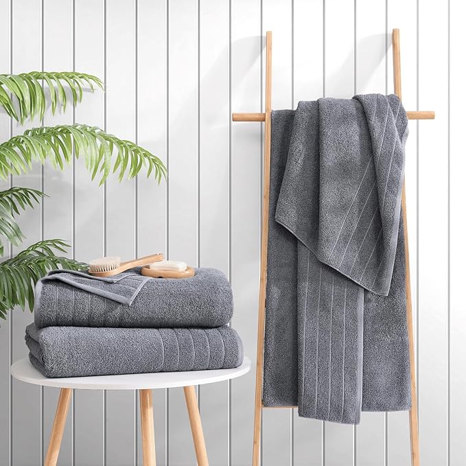 Casa Platino Bath Sheet Towels, 2 Pack Bath Sheet(36"x 72"), 100% Ring Spun Cotton Towels, Lightweight Towels for Bathroom, Absorbent Bathroom Towels, Quick Dry Bath Sheet, Soft Towel - Cool Grey