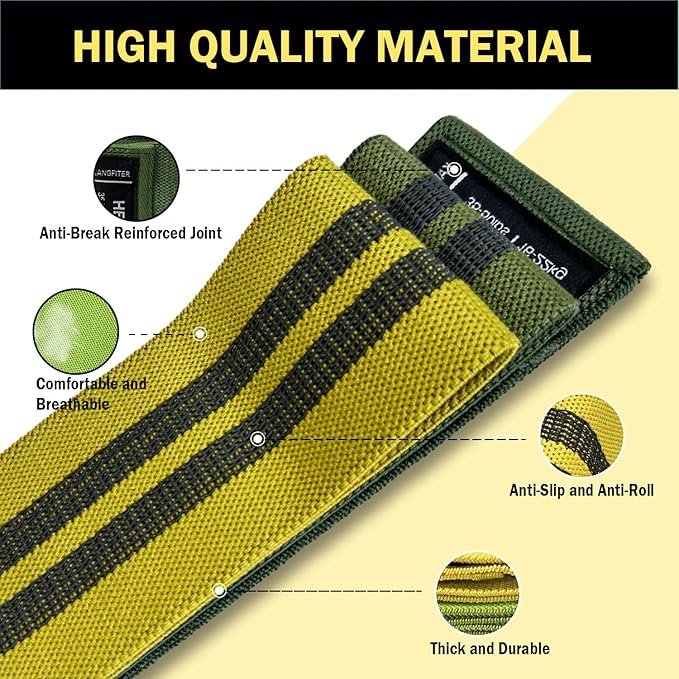 Non-Slip Fabric Resistance Bands for Working Out, Loop Exercise Bands for Booty Leg, Butt, Glute, Stretch Workout Bands for Women & Men, Hip Elastic Bands for Home Gym Fitness, Yoga, Pilates