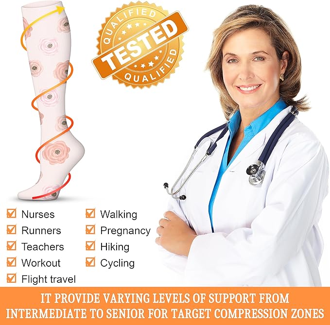 Compression Socks for Women & Men 15-20 mmHg, Best for Medical, Nursing, Running, Athletic, Varicose Veins, Travel