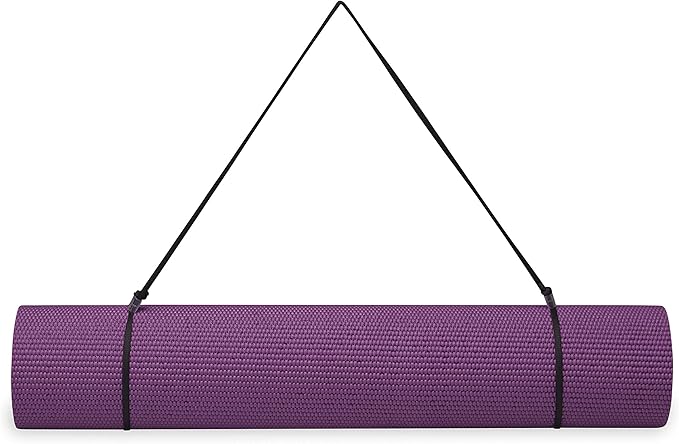 Gaiam Essentials Thick and Thin Yoga Mat Fitness & Exercise Mat with Easy-Cinch Carrier Strap