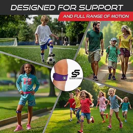 Sleeve Stars Swedish Brand Patellar Tendon Support Strap for Women & Men Effective Osgood Schlatter Knee Brace Youth & Kids Knee Brace with 3 Adjustable Length fits 7"-15" (Single/Dark Purple/Kids)