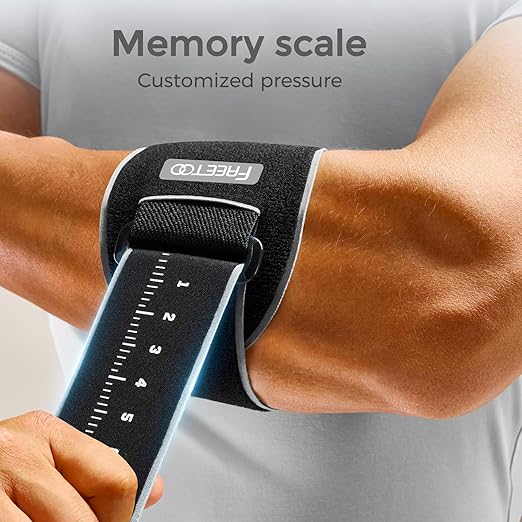 FREETOO Elbow brace for Tendonitis and Tennis Elbow for Women Men, Adjustable Golfers Elbow Brace for Men for Pain, Counterforce Brace for Epicondylitis, Tennis Elbow Strap with Gel Pad Grey L/XL