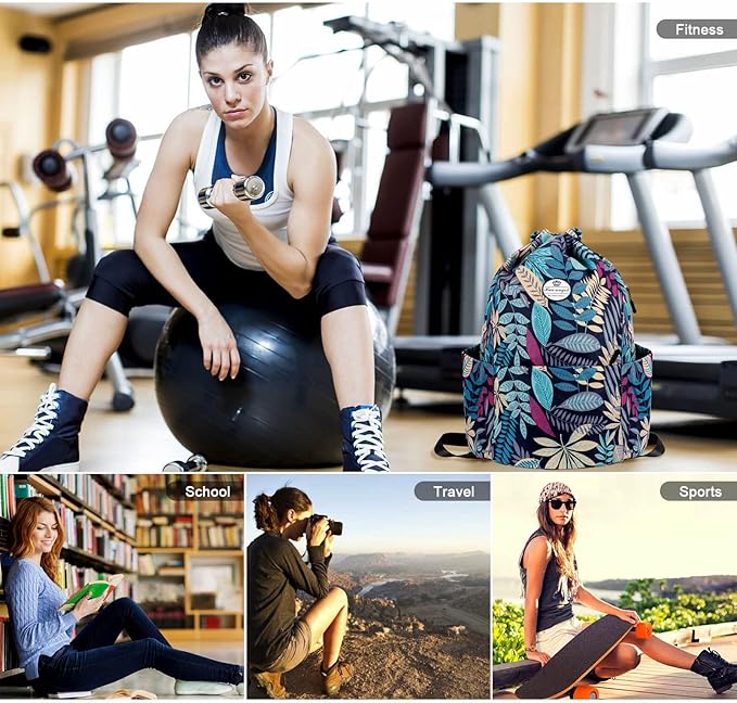 HUA ANGEL Drawstring Backpack Bag, Sport Gym Sackpack Lightweight Small Gym Bag for Men Women Pull String Sport Beach Bag