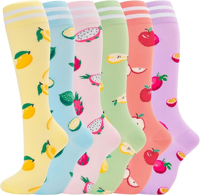 fenglaoda Compression Socks for Women Men Support Circulation 6 Pairs Socks For Nurse, Travel, Flight