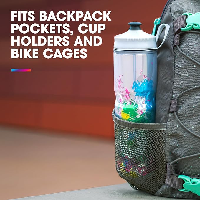 HydraPak | Polar Bottle - Polar Sport Insulated Water Bottle - BPA-Free, Sport & Bike Squeeze Bottle with Handle (Splash Multi, 700ml / 24oz)