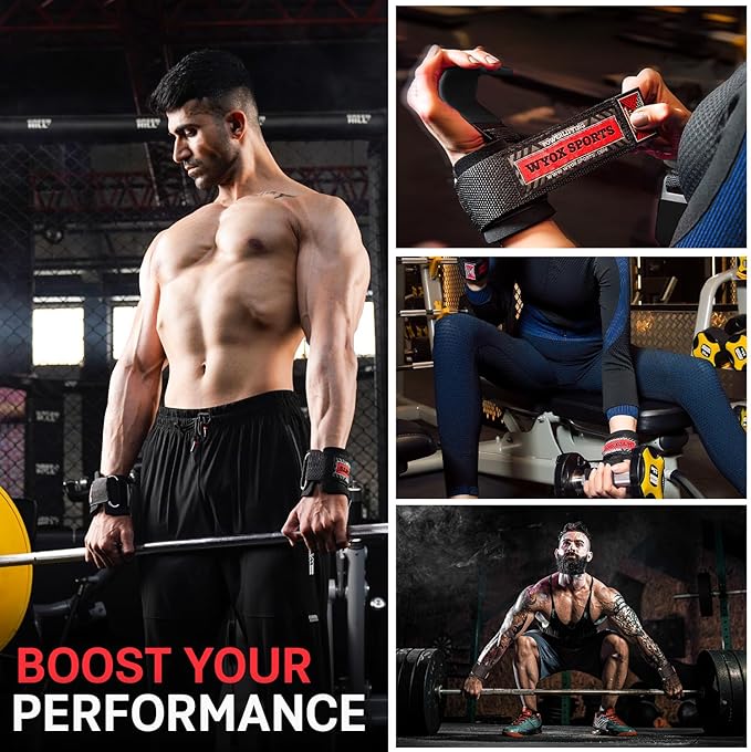 WYOX Weight Lifting Hooks for Men & Women (Pair) – Heavy Duty Wrist Support Straps with Hooks for Deadlifts, Pull Ups, Shrugs – Gym Lifting Straps with Grip Assist for Weightlifting & Strength Training