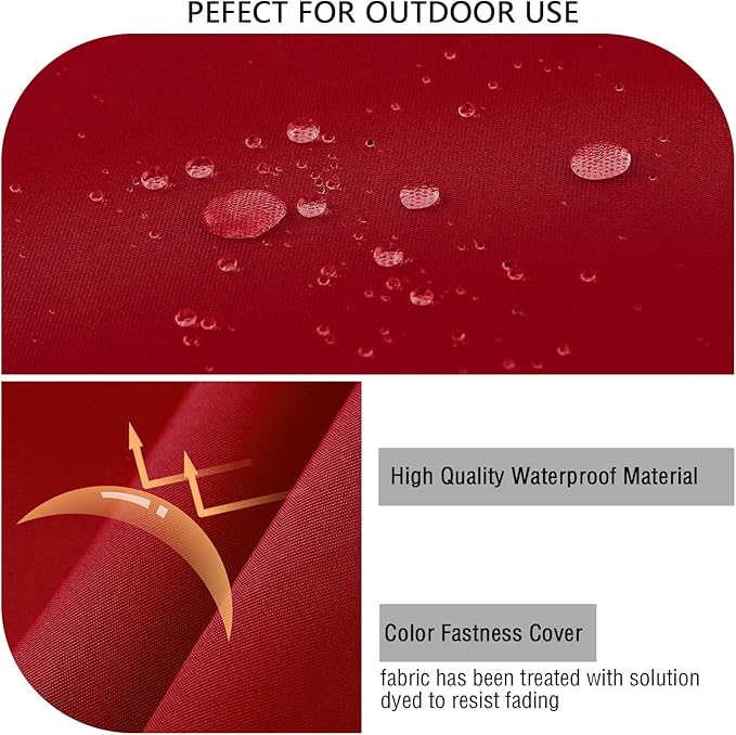 idee-home Outdoor Bench Cushion Waterproof, Bench Cushions for Outdoor Furniture, Patio Porch Swing Replacement Seat Pad with Ties for Garden Backyard, 59 x 18 Inch Red