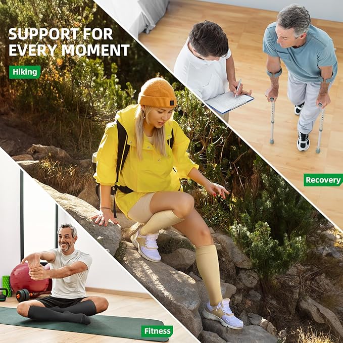 2 Pairs Compression Socks Women and Men, Compression Stockings Women for Calf Recovery, Relief, Discomfort