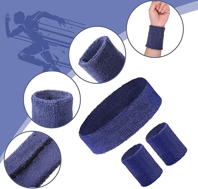 Civaner 12 Pcs 80s 90s Sweatbands Neon Headbands Wristbands for Men Women Party Sports Cotton Headbands Terry Cloth Athletic Sweat Bands for Tennis Football Gym Workingout Accessories