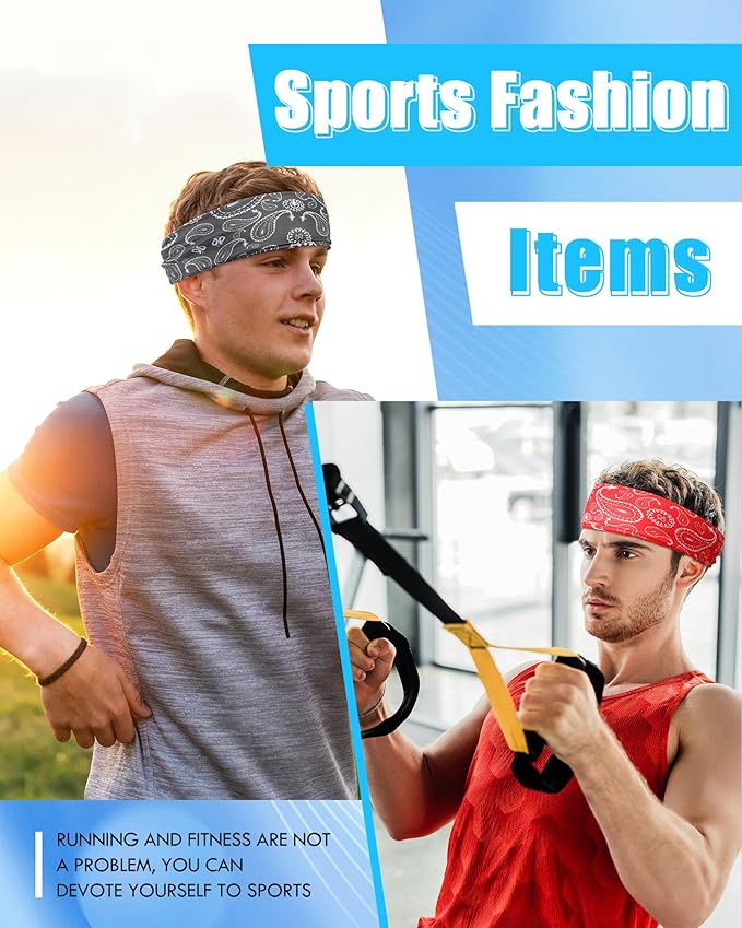 18 Pcs Sports Sweatbands for Men Women Camo Headbands Workout Non Slip Headbands Breathable Head Band Fitness Stretchy Unisex Hairband for Yoga Running Cycling Ball