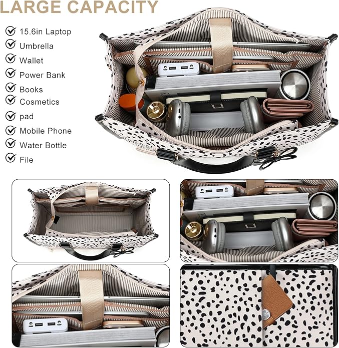 CAMTOP Lunch Tote Bag for Women,15.6 Inch Laptop Work Bag with Insulated Lunch Compartment,Water Resistant