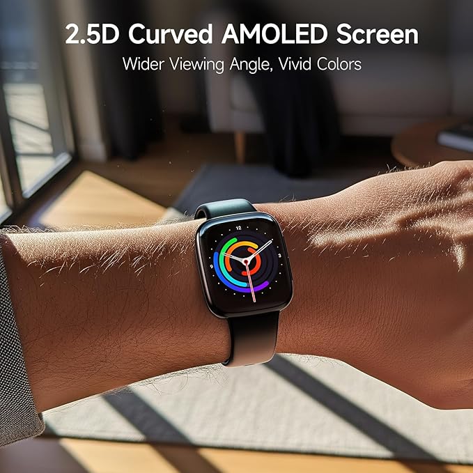 Smart Watch for Men Women, 1.85" AMOLED Screen Smartwatch Compatible iPhone/Samsung/Android (Answer/Make Call), 100+ Sport Modes Fitness Tracker with Heart Rate/SpO2/Sleep Monitor 3ATM Waterproof