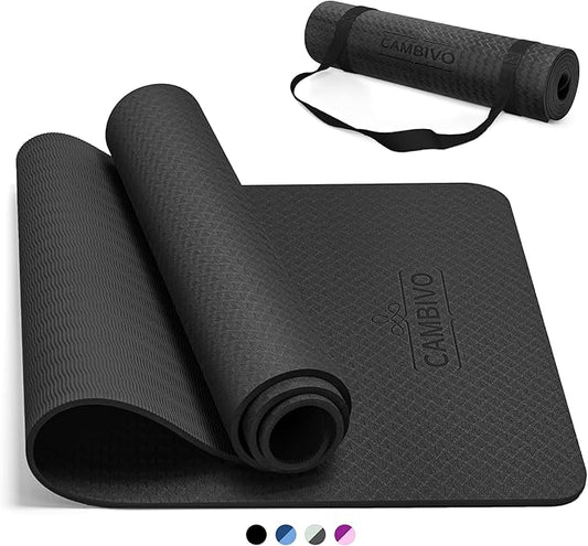 CAMBIVO Yoga Mat for Women Men Kids, 1/3 & 1/4 & 2/5 Inch Extra Thick Yoga Mat Non Slip, 72" x 24" TPE Yoga Mats, Workout Mat with Carrying Strap for Yoga, Pilates and Floor Exercises