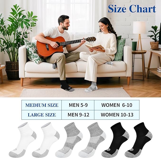 Diabetic Socks for Men,6 Pairs Ankle Mens Diabetic Socks,Diabetic Neuropathy Socks for Men 9-12