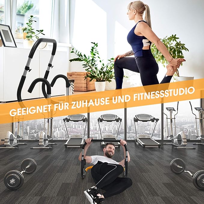 GYMAX Ab Crunch Trainer, Portable Ab Workout Equipment with Padded Headrest for Core Muscle Strength, Abdominal Exercise Machine for Suit Up Trainer for Home Gym Fitness