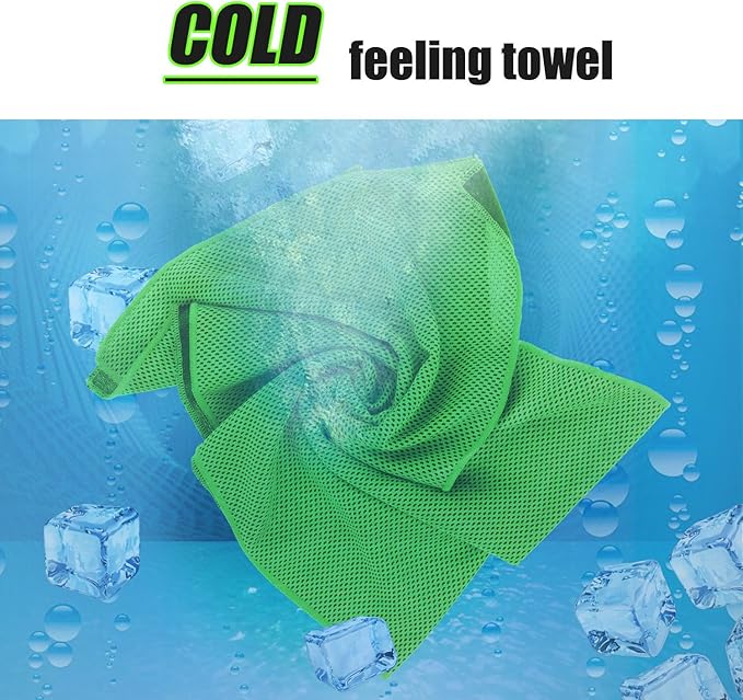 Biange Cooling Towels (40"x 12", Pack of 10) for Neck and Face, Cold Towel for Hot Weather, Sports, Workout, Fitness, Gym, Yoga, Golf, Pilates, Travel, Camping & More