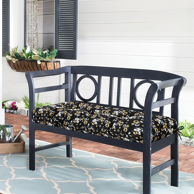 Outdoor Bench Cushion Waterproof, Tufted Bench Seat Cushion 36 x 15 Inch, Patio Wicker Indoor Seat Pads for Outside Garden Patio Balcony