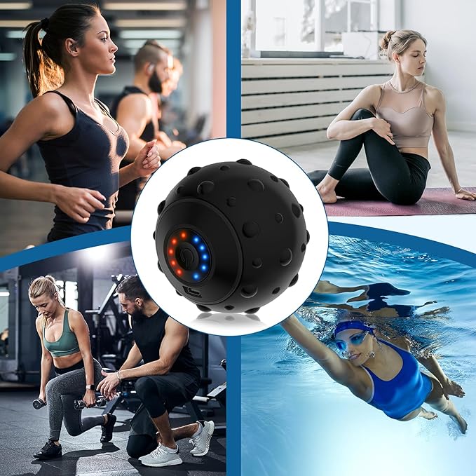 Vibrating Massage Ball 5-Speed，Next Generation Vibrating Ball Physical Therapy for Muscle Massage and Myofascial Trigger Point Release ，Relieves Muscle Pain & Tightness, Improves Mobility & Circula