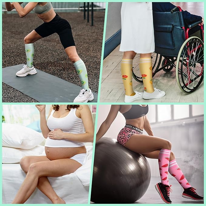 fenglaoda Compression Socks for Women Men Knee High 3 Pairs Support for Nurses, Travel, Circulation, Athletic, Pregnancy