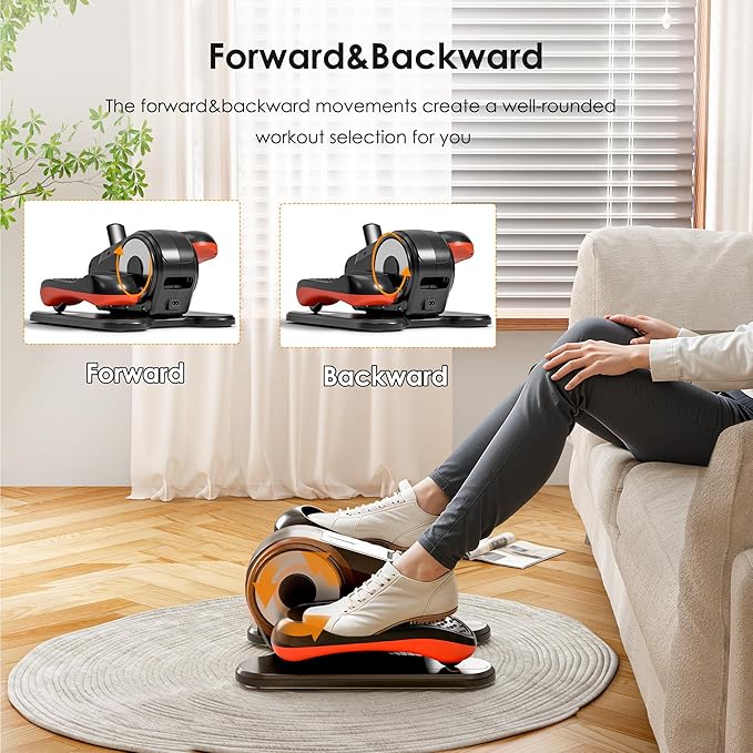 SogesPower Under Desk Elliptical Exercise Machine, Ellipse Leg Exerciser for Seniors with 12 Adjustable Speeds, Electric Seated Pedal Exerciser for Home with Remote Control