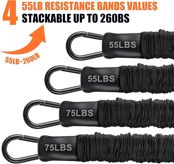 Pull Up Assistance Bands 260lbs, Heavy Pull Up Bands Resistance Bands for Pull Ups Working Out with Feet Rest, Pull Up Bar Bands Assistance Bands Strength Training Workout Equipment, Height Adjustable