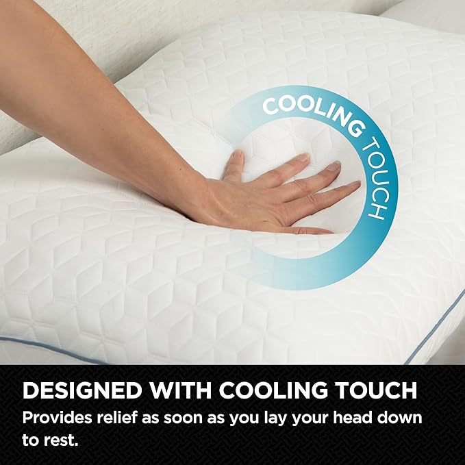 Brookstone Cool Sense Down Alternative Pillow 2 Pack - Cold Cooling Pillows for Hot Sleepers - CoolSense Pillows for Sleeping - Stay Cool and Comfortable All Night - White, Standard/Queen Size