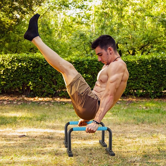 Strength Training Parallettes Push Up Bars, Pushup Handles Calisthenics Equipment for Home Workout, Anti-slip Gymnastics Bars, Handstand & Dip Bar for Outdoor Exercise