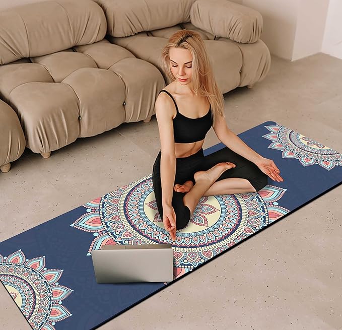 nuveti Yoga Mat Print Extra Thick TPE Non Slip Fitness Exercise Mat with Carrying Bag,72"x24" Extra Thick 6MM Exercise & Workout Mat for Yoga, Pilates Fitness and Floor Exercises