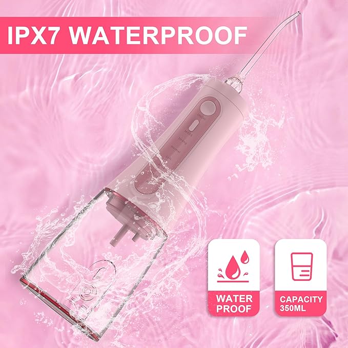 Water Dental for Teeth Cleaning and Flossing, Water Flosser Electric Cordless, Water Flosser for Braces for Kids Travel, 5 Cleaning Modes 8 Jet Tips