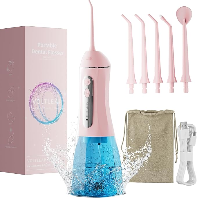 Water Flossers for Teeth, Electric Floss for Adults, Water Dental Picks for Teeth Cleaning and Flossing, Portable Flossers for Travel Size, Travel Bag and 4 Tips, IPX7 Waterproof - Black